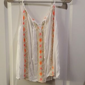 maurices Womens White Embroidered Camisole Tank Top Size M